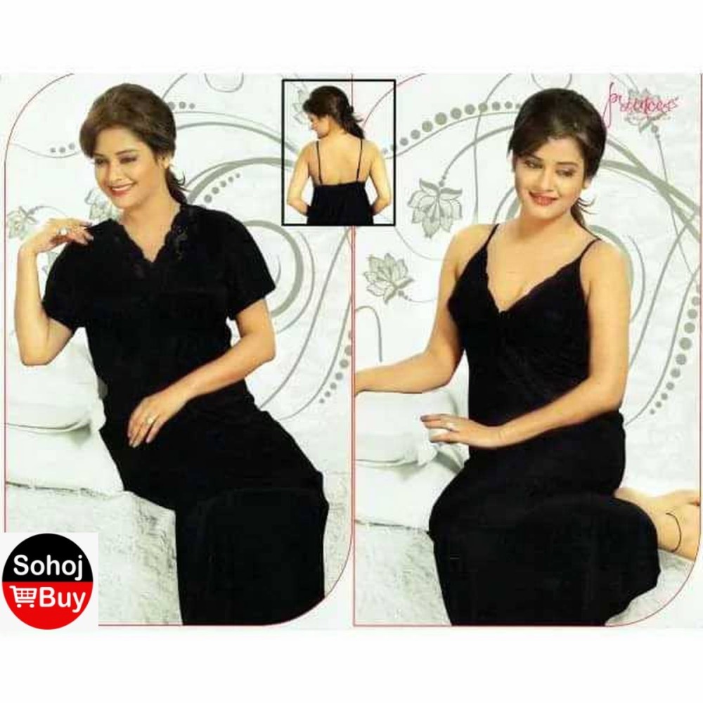 Night Dress For Women 2 part Exclusive, Fashionable, Stylish and Comfortable Night Dress-Black Colour