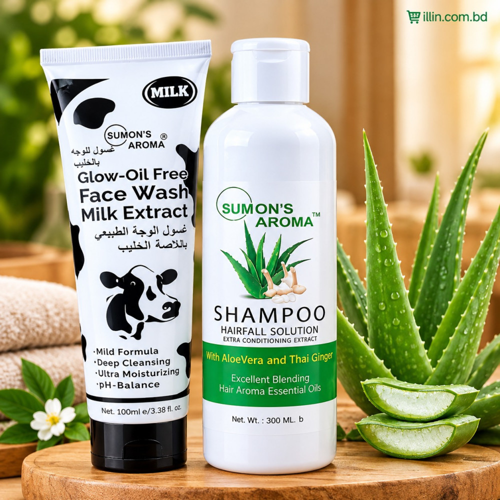 Shampoo Hairfall Solution with Aloe Vera and Ginger with milk Face Wash