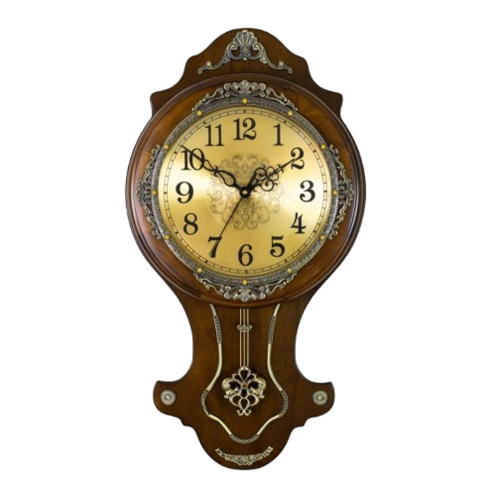 Very High Quality Wooden Body Metal Golden Color Dial Big Size Pendulum Wall Clock