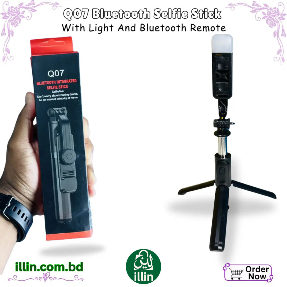 Q07 with light Portable Live Streaming Bluetooth Selfie Stick Tripod