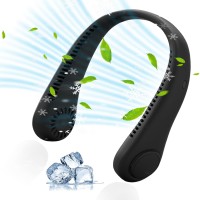Portable Neck Fan, Rechargeable Personal Neckband Hands Free Bladeless Fan, 360° Surround Vaneless Hanging Neck Fans with 3 Speeds Adjustable for Men Women Home Office Travel, Faster Cooling (Black)