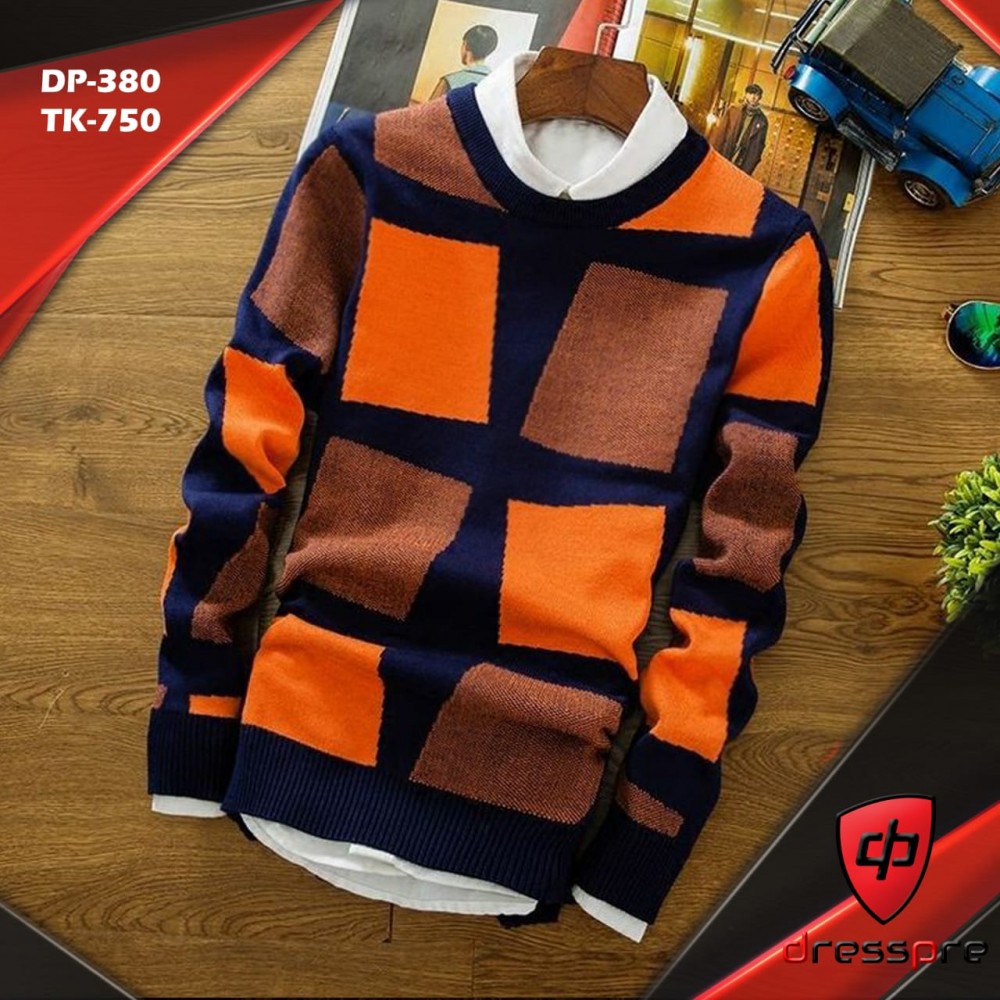 Men's Winter Stylish Navy Blue prient Sweatshirt
